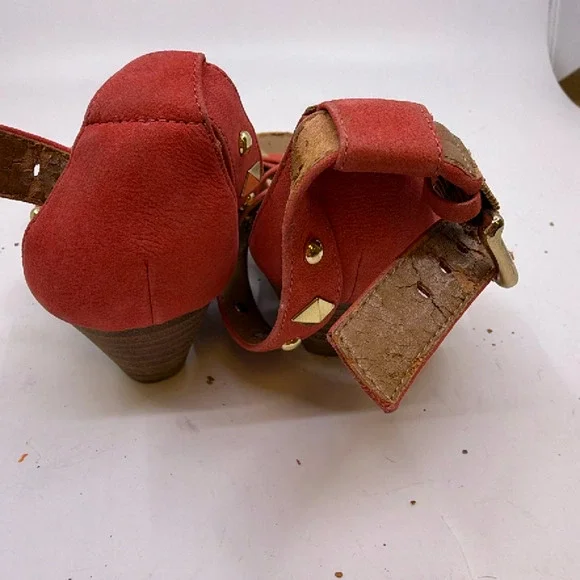 Coach Studded Wedge Red Suede Sandal 36 - Picture 5 of 8